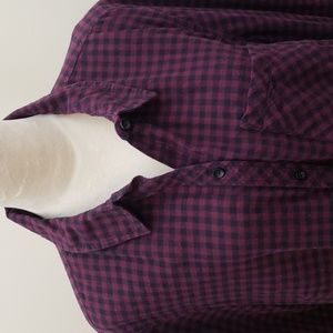 Women's Terra & Sky Red Black Check Flannel Button Down Shirt, Size 1X 16W - 18